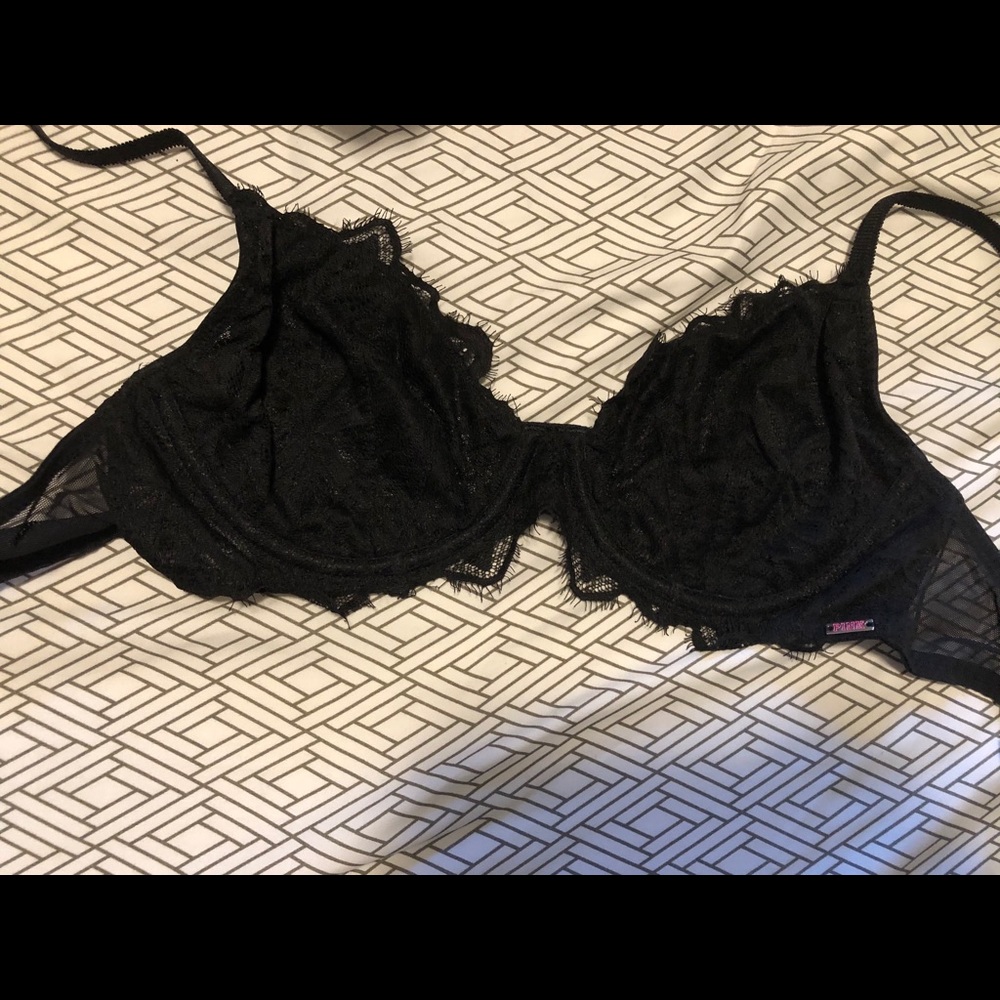 Victoria secret unlined see through black lace bra